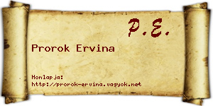 Prorok Ervina névjegykártya